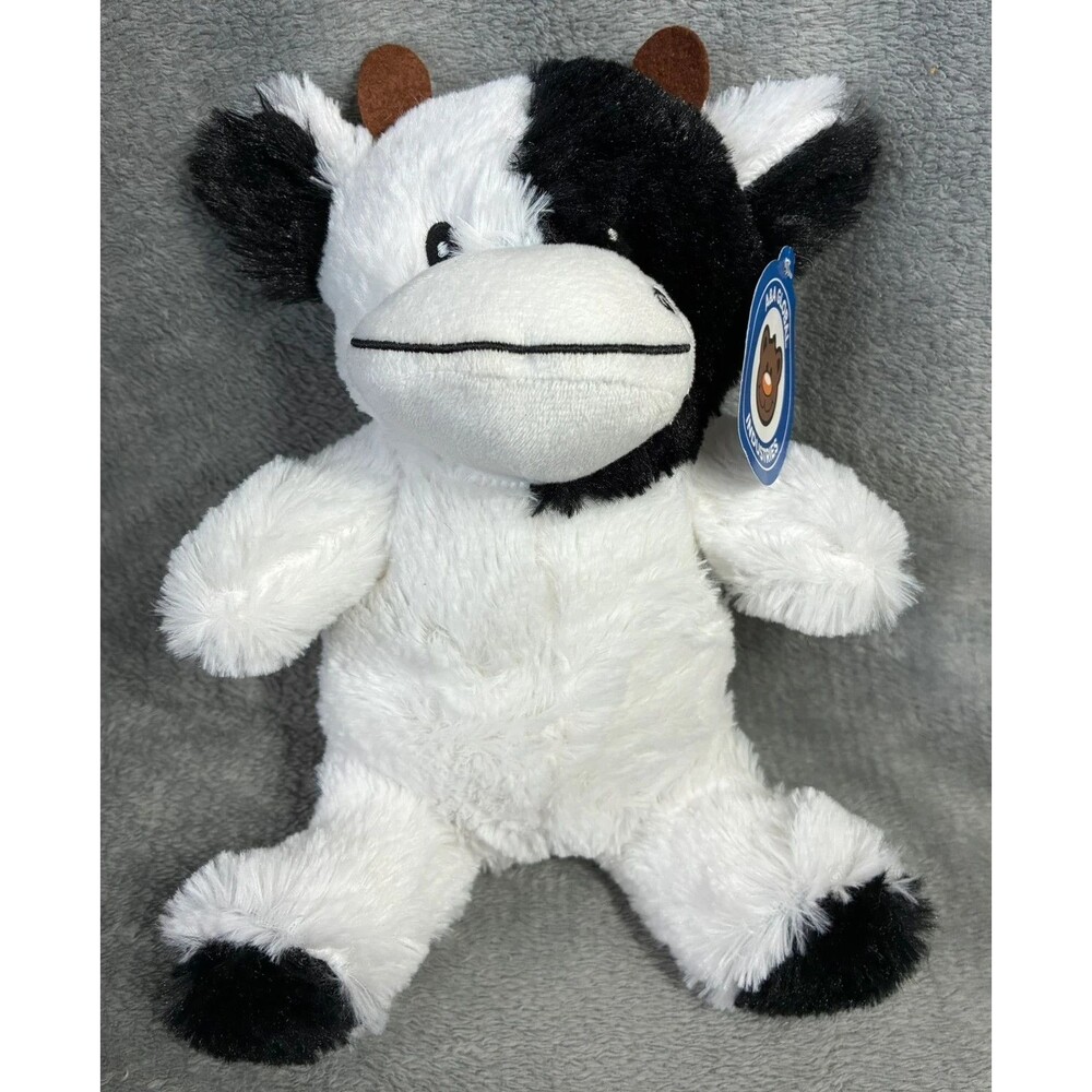 Cute black white cow plush stuffed animal 10” soft toy